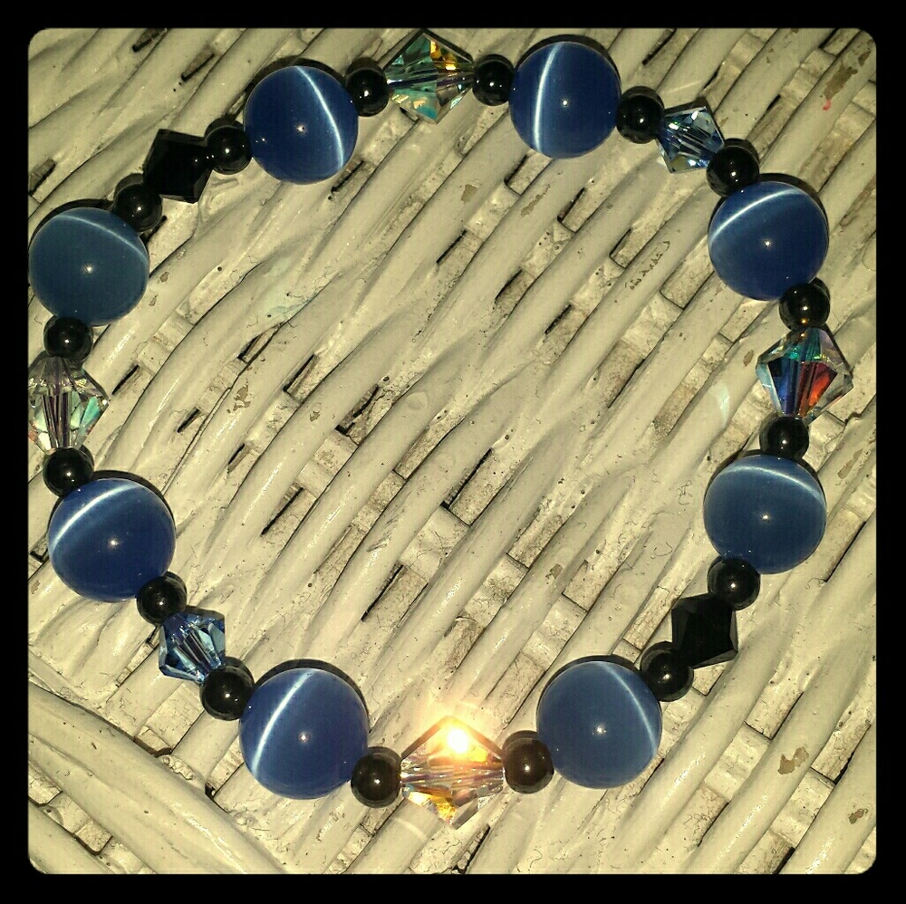 Gemstone , swarovski crystal, Glass pearl Bracelet